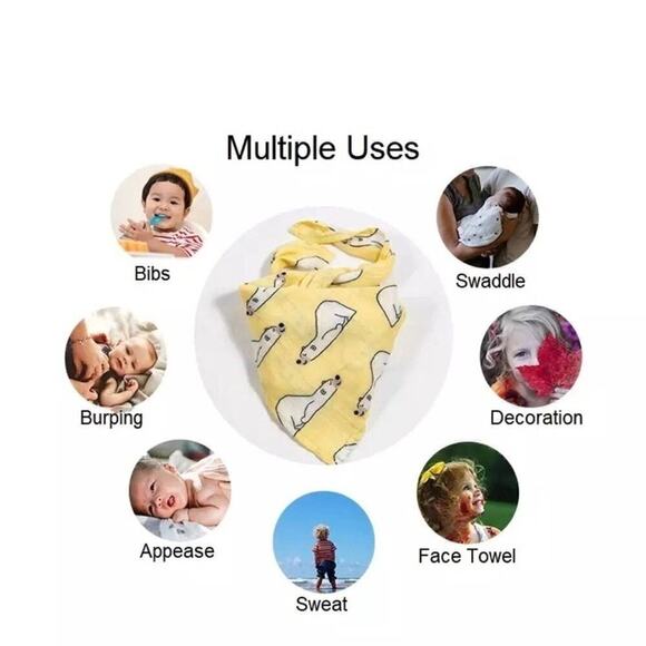 3 New Muslin bamboo cotton baby bandana bib green leaves 3/$18 - Picture 6 of 11